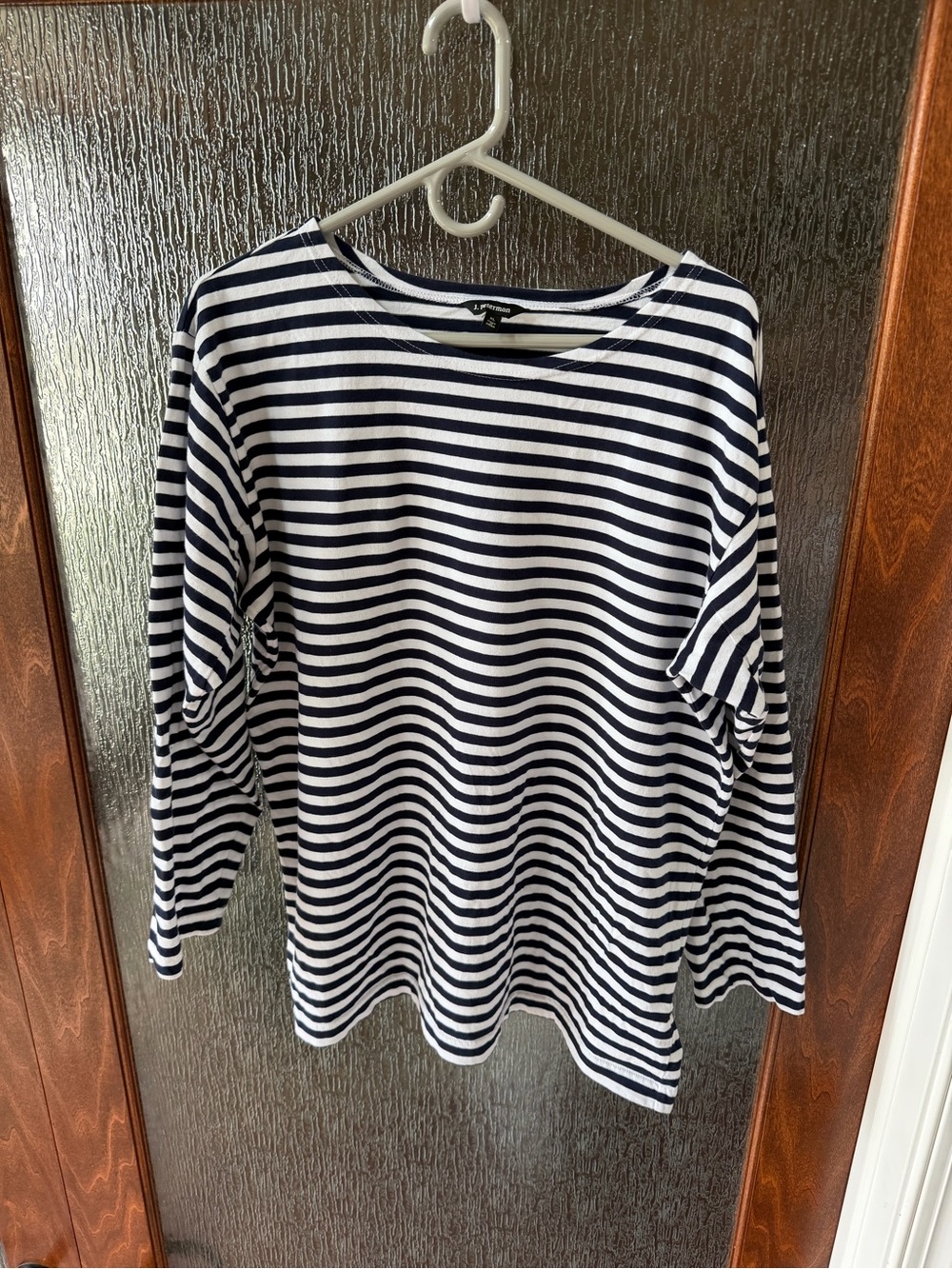 J. Peterman Navy & White Striped Top | XL | Classic Breton Style